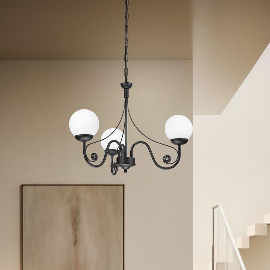 Brilagi - LED Suspension chaîne COTTAGE 3xG9/40W/230V noir/blanc