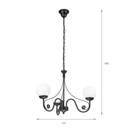 Brilagi - LED Suspension chaîne COTTAGE 3xG9/40W/230V noir/blanc