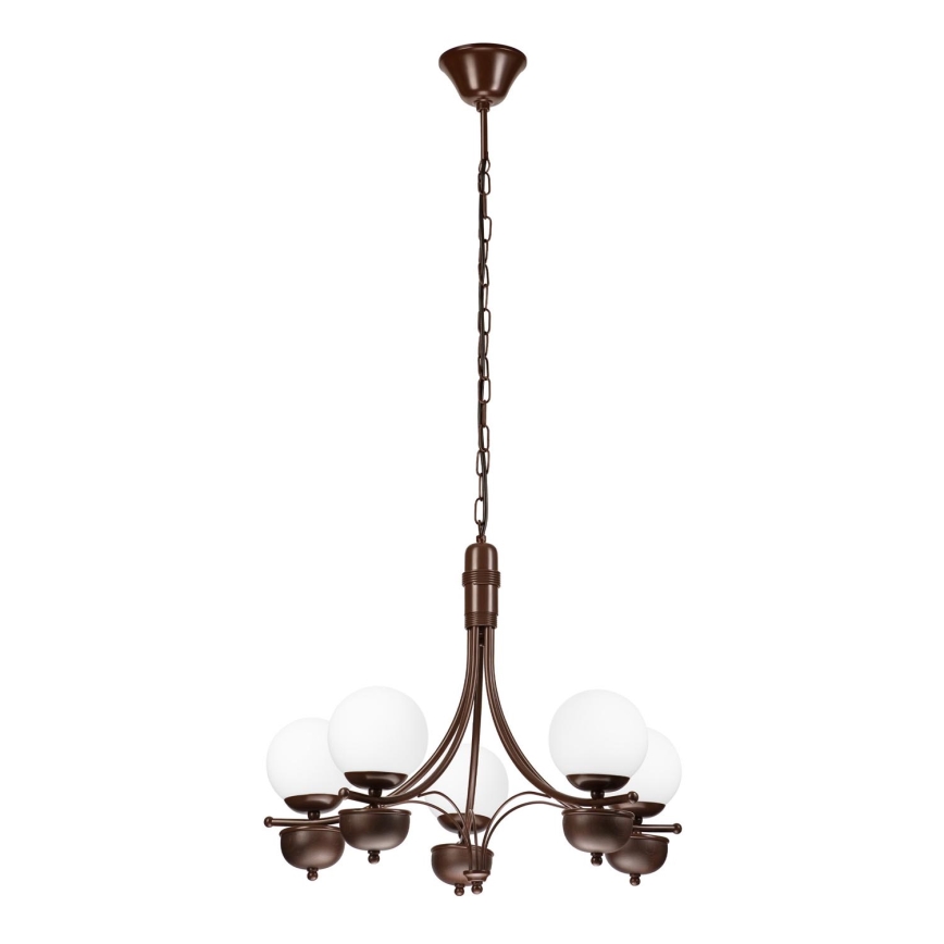 Brilagi - LED Suspension chaîne COTTAGE 5xG9/40W/230V chêne/blanc