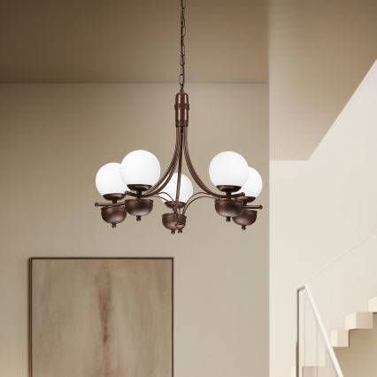 Brilagi - LED Suspension chaîne COTTAGE 5xG9/40W/230V chêne/blanc