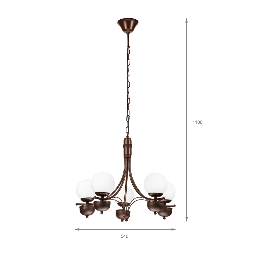 Brilagi - LED Suspension chaîne COTTAGE 5xG9/40W/230V chêne/blanc