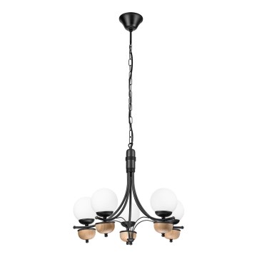 Brilagi - LED Suspension chaîne COTTAGE 5xG9/40W/230V hêtre/blanc