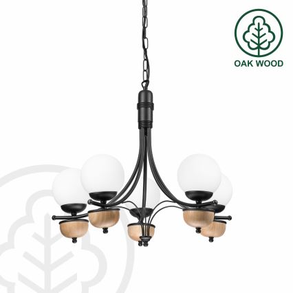 Brilagi - LED Suspension chaîne COTTAGE 5xG9/40W/230V hêtre/blanc