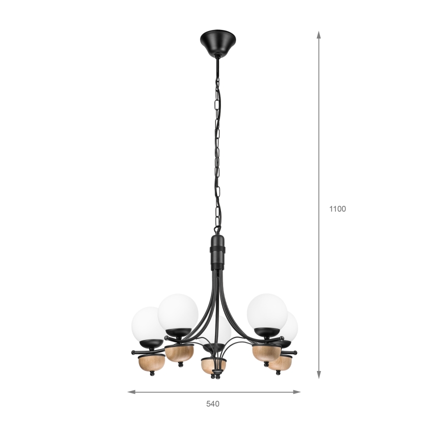 Brilagi - LED Suspension chaîne COTTAGE 5xG9/40W/230V hêtre/blanc