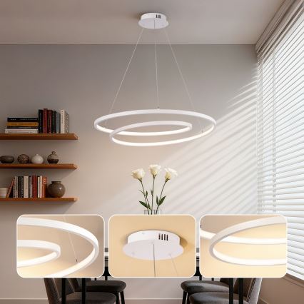 Brilagi - Suspension LED dimmable sur câble TWISTER LED/75W/230V 3000-6000K Ø 70 cm blanc + télécommande