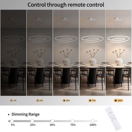 Brilagi - Suspension LED dimmable sur câble TWISTER LED/75W/230V 3000-6000K Ø 70 cm blanc + télécommande