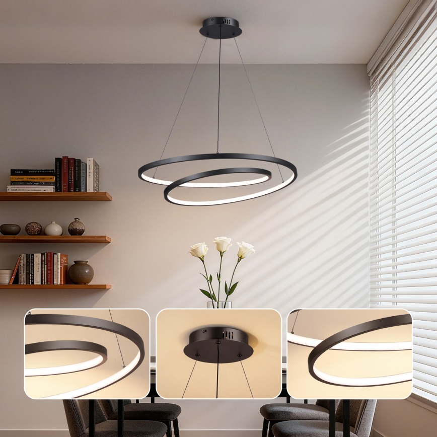 Brilagi - Suspension LED dimmable sur câble TWISTER LED/75W/230V 3000-6000K Ø 70 cm noire + télécommande