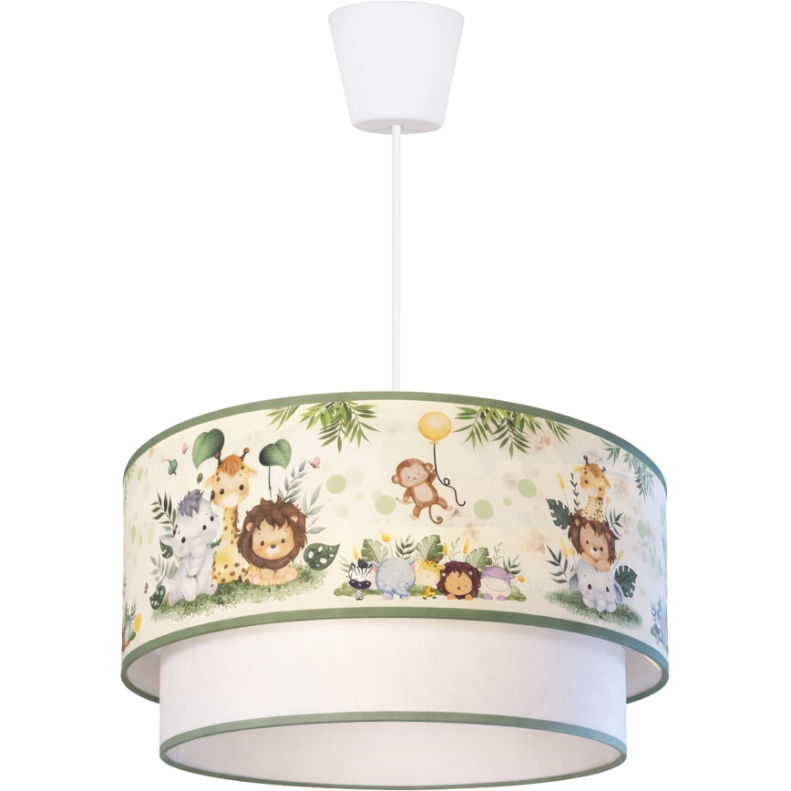 Brilagi - Suspension LED pour enfants sur câble BOBO 1xE27/60W/230V Ø 40 cm crème/vert/jungle