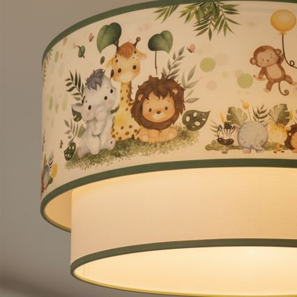 Brilagi - Suspension LED pour enfants sur câble BOBO 1xE27/60W/230V Ø 40 cm crème/vert/jungle