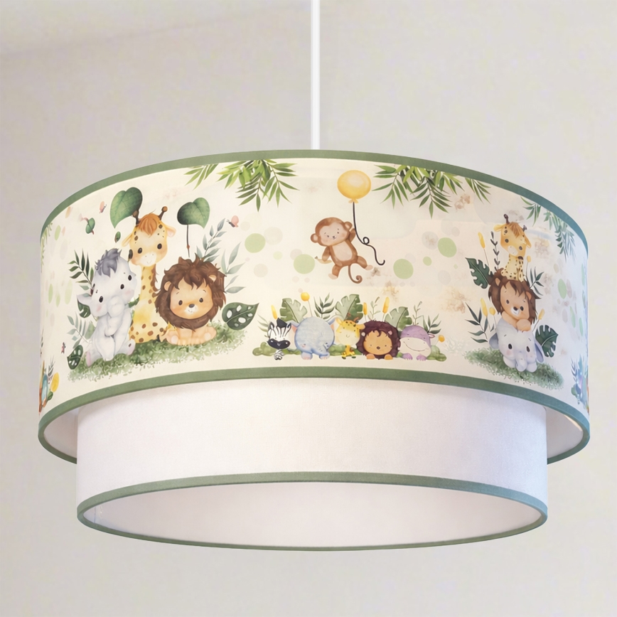 Brilagi - Suspension LED pour enfants sur câble BOBO 1xE27/60W/230V Ø 40 cm crème/vert/jungle