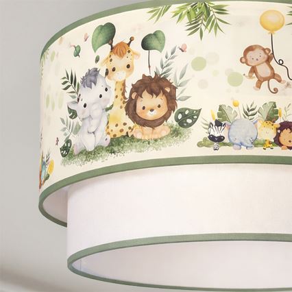 Brilagi - Suspension LED pour enfants sur câble BOBO 1xE27/60W/230V Ø 40 cm crème/vert/jungle