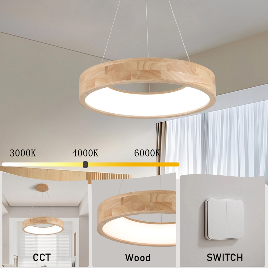 Brilagi - Suspension LED sur câble FALCON WOOD LED/30 W/230 V 3000/4000/6000 K Ø 45 cm bois