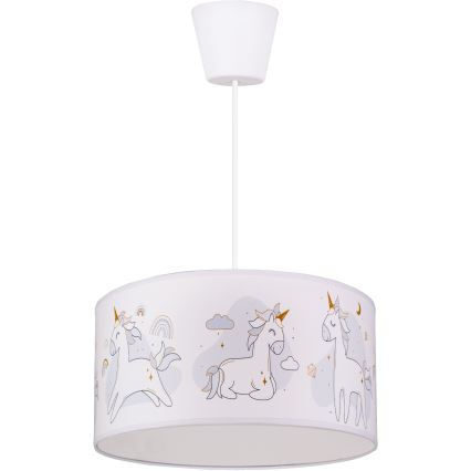 Brilagi - Suspension LED pour enfants sur câble BOBO 1xE27/60W/230V Ø 35 cm blanc/licornes