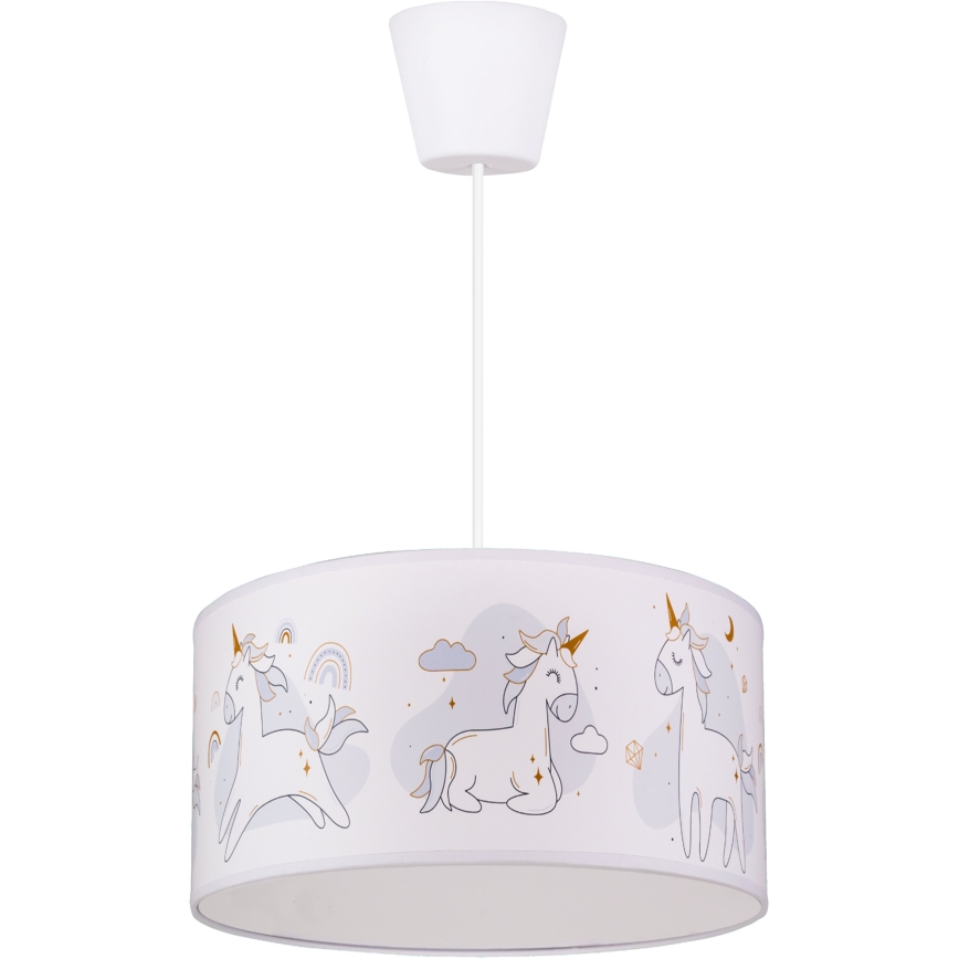 Brilagi - Suspension LED pour enfants sur câble BOBO 1xE27/60W/230V Ø 35 cm blanc/licornes
