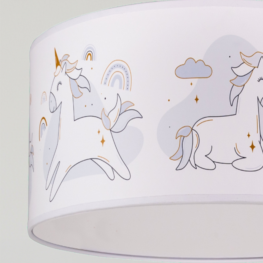Brilagi - Suspension LED pour enfants sur câble BOBO 1xE27/60W/230V Ø 35 cm blanc/licornes