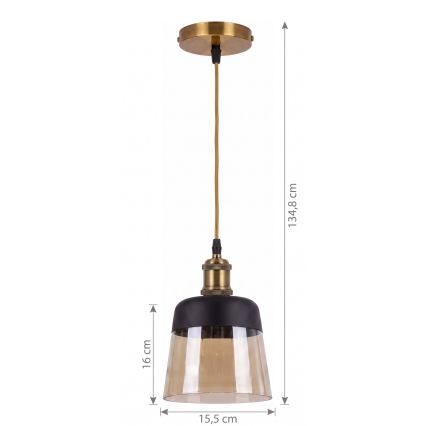 BRILAGI - Suspension LED sur câble RETRO GLASS 1xE27/60W/230V Ø 15,5 cm doré/beige fumé