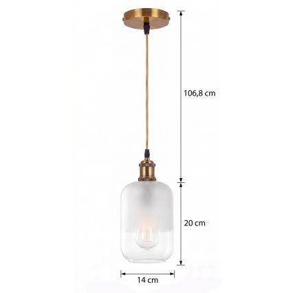 BRILAGI - LED suspension sur câble RETRO GLASS 1xE27/60W/230V Ø 14 cm doré/blanc