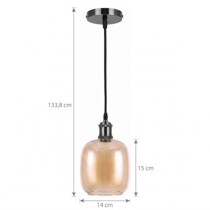 BRILAGI - suspension LED sur câble RETRO GLASS 1xE27/60W/230V Ø 14 cm noir/marron fumé