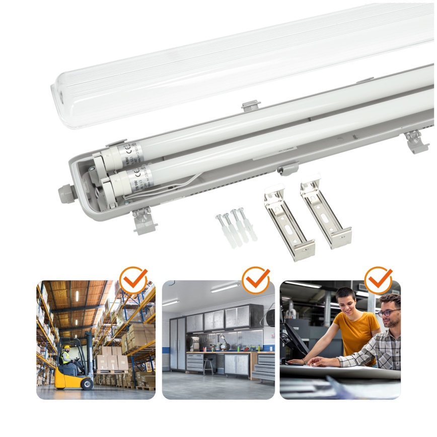 BRILAGI - Corpo illuminante LED tecnico antipolvere OPTIMA T8 2xG13/9W/230V 4000K IP65 67,5 cm