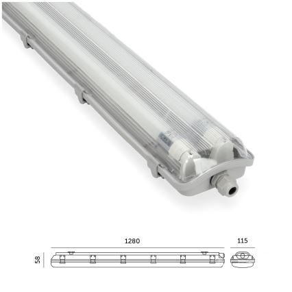 BRILAGI - LED-technische, staubdichte Leuchtstoffleuchte OPTIMA T8 2xG13/18W/230V 4000K IP65 128 cm