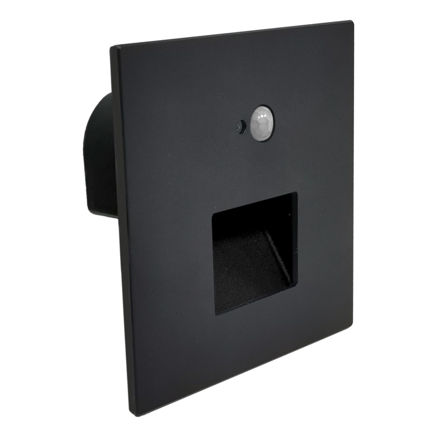 Brilagi - LED-Treppenleuchte mit Bewegungs- und Dämmerungssensor JACK, LED/3W/230V, 3000/4000/6500K, IP65, schwarz