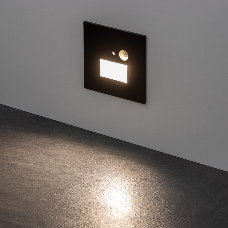 Brilagi - LED-Treppenleuchte mit Bewegungs- und Dämmerungssensor JACK LED/1,5W/230V 3000/4000/6500K schwarz