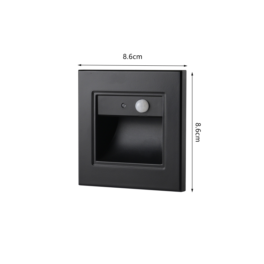 Brilagi - LED-Treppenleuchte mit Sensor STEP LIGHT LED/1,5W/230V IP44 schwarz