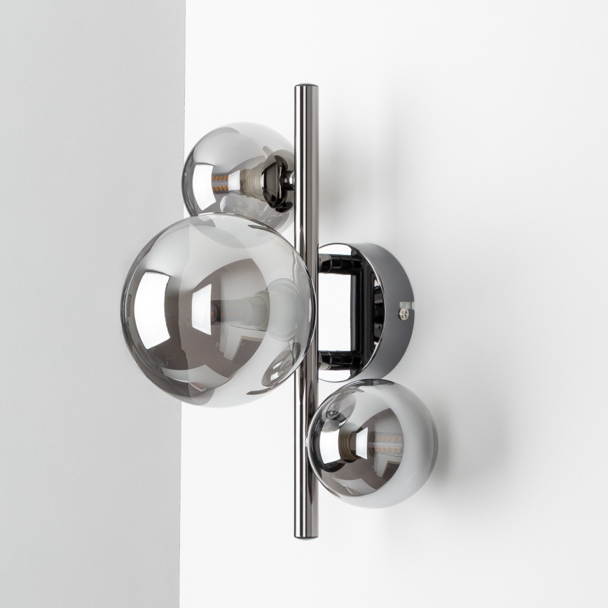 Brilagi - LED-Wandleuchte MILLA 3xG9/3W/230V schwarz-chrom/rauchglas