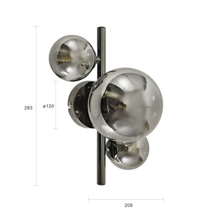 Brilagi - LED-Wandleuchte MILLA 3xG9/3W/230V schwarz-chrom/rauchglas