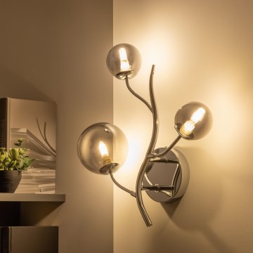 Brilagi - LED-Wandleuchte MISTEL 3xG9/3W/230V Schwarz-Chrom/Rauchglas