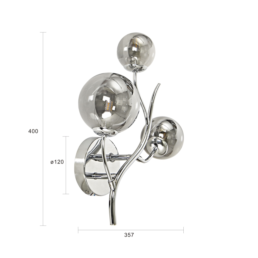 Brilagi - LED-Wandleuchte MISTEL 3xG9/3W/230V Schwarz-Chrom/Rauchglas