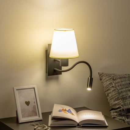 Brilagi - Flexible LED-Wandleuchte NUBILA 1xE27/25W/230V + LED/3W schwarz/cremefarben