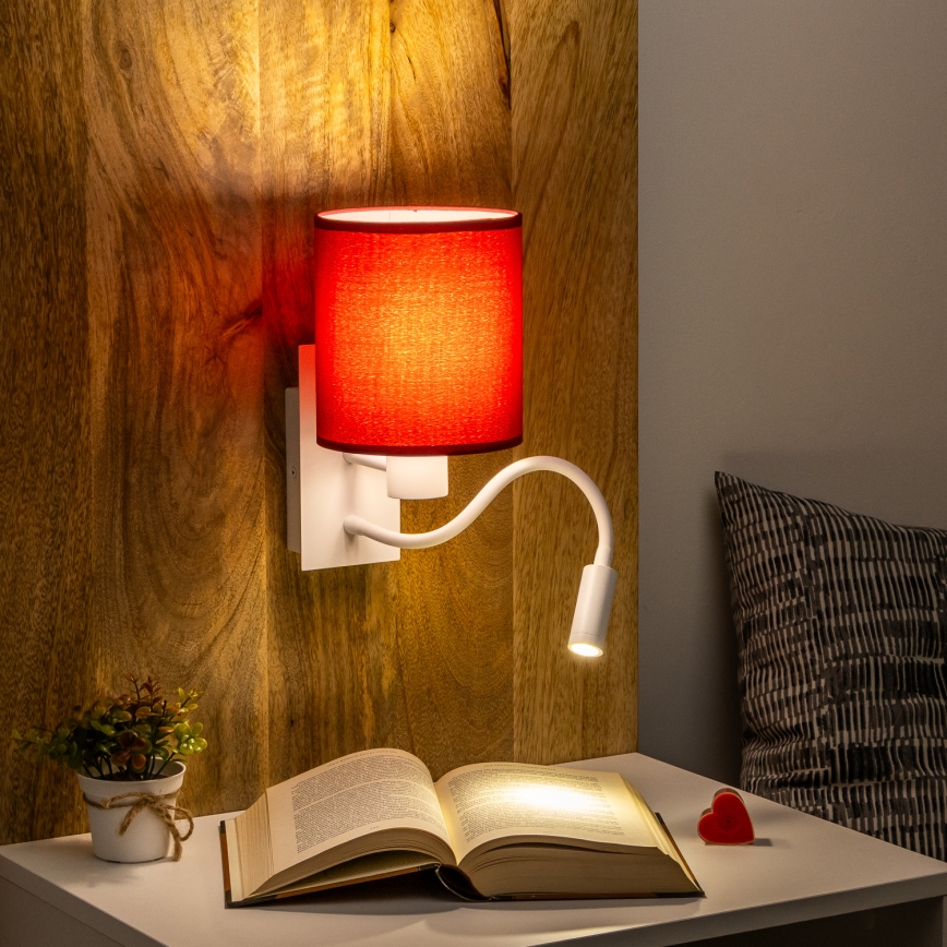 Brilagi - Flexible LED-Wandleuchte NUBILA 1xE27/25W/230V + LED/3W weiß/Pompejanisch rot