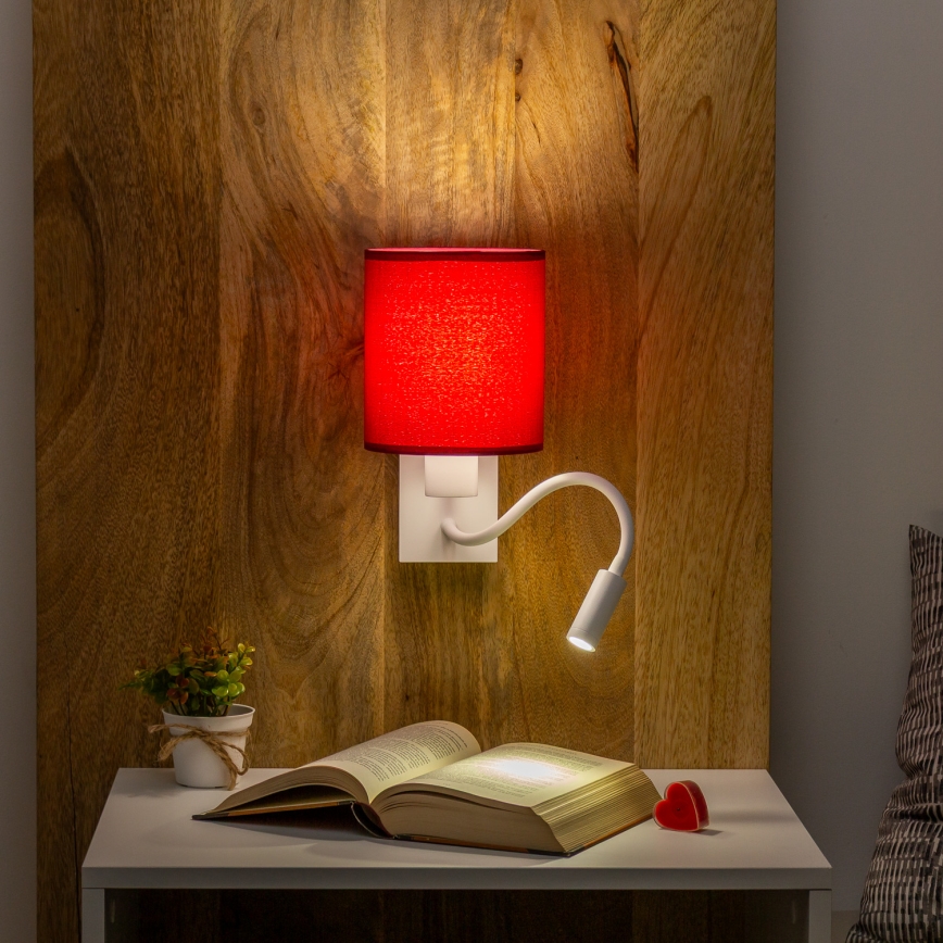 Brilagi - Flexible LED-Wandleuchte NUBILA 1xE27/25W/230V + LED/3W weiß/Pompejanisch rot