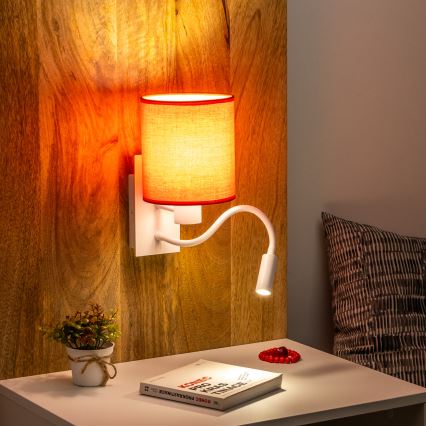 Brilagi - Flexible LED-Wandleuchte NUBILA 1xE27/25W/230V + LED/3W weiß/rot