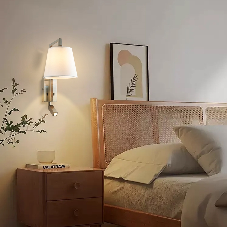 Brilagi - LED-Wandleuchte RAYA 1xE14/40W/230V + LED/3W weiß/matt Chrom