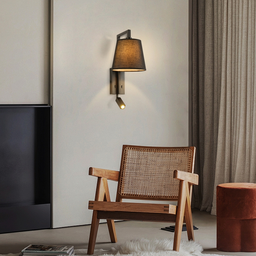 Brilagi - LED-Wandleuchte RAYAS 1xE14/40W/230V + LED/3W schwarz
