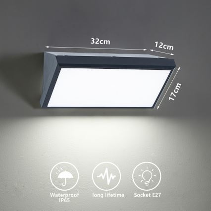 Brilagi - LED dimmbare Außenwandleuchte TRIANGLE 1xE27/6W/230V 2700-6500K IP65 Anthrazit