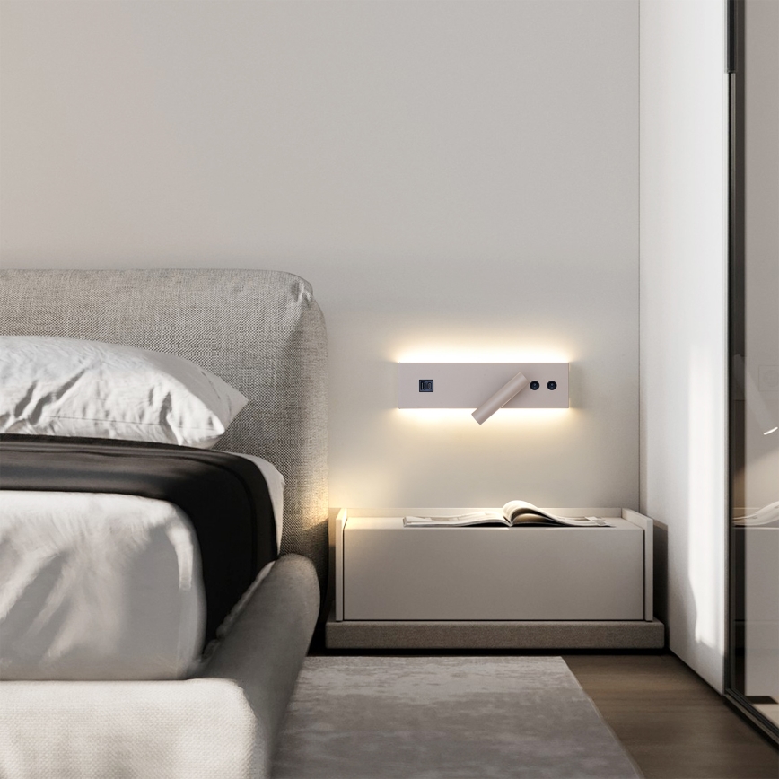 Brilagi - LED-Wandspot mit USB-Anschluss NOCTIS LED/3W/230V + LED/9W beige