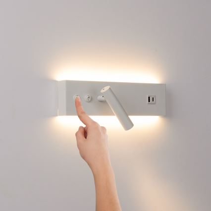 Brilagi - LED-Wandspot mit USB-Anschluss NOCTIS LED/3W/230V + LED/9W weiß