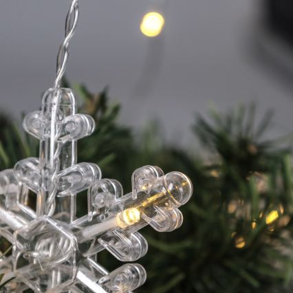 BRILAGI - LED-Weihnachts-Lichtervorhang 77xLED/3xAA/USB, 3,8 m, Schneeflocken, warmweiß