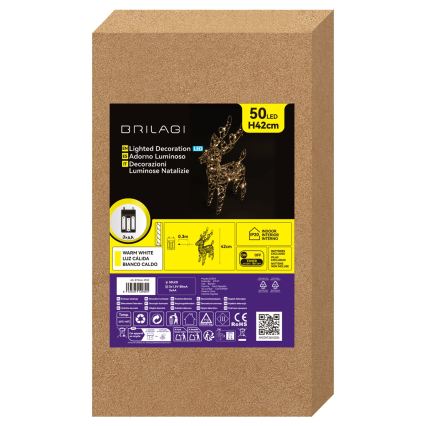 BRILAGI - LED Weihnachtsdekoration LED/3xAA 42 cm Rentier warmweiß/gold