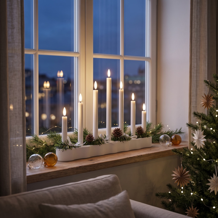 BRILAGI - LED-Weihnachtskerzenhalter 7xLED/2xAA weiß