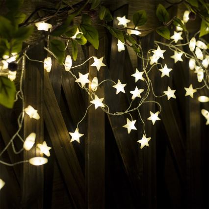 Brilagi - LED-Weihnachtslichterkette 40xLED/3xAA 1,8m warmweiß Sterne