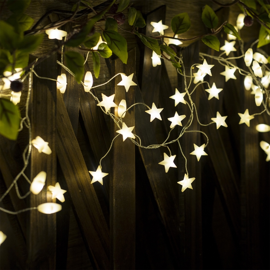 Brilagi - LED-Weihnachtslichterkette 40xLED/3xAA 1,8m warmweiß Sterne