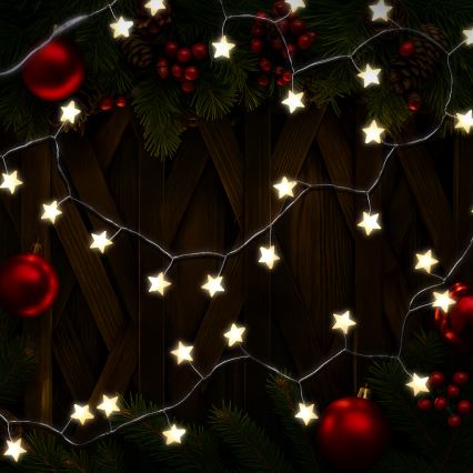 Brilagi - LED-Weihnachtslichterkette 40xLED/3xAA 1,8m warmweiß Sterne