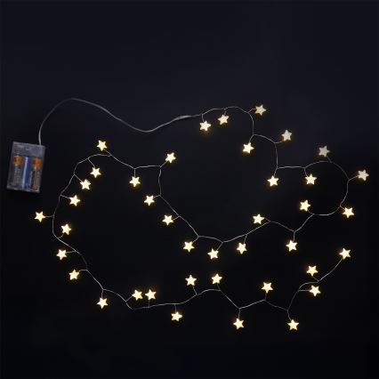 Brilagi - LED-Weihnachtslichterkette 40xLED/3xAA 1,8m warmweiß Sterne