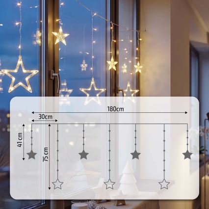 BRILAGI - LED-Weihnachtslichtervorhang 77xLED/3xAA/USB 1,8m warmweiß