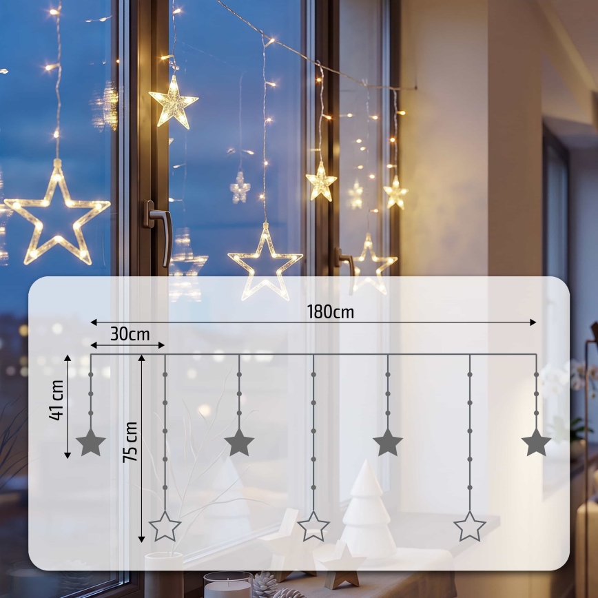 BRILAGI - LED-Weihnachtslichtervorhang 77xLED/3xAA/USB 1,8m warmweiß