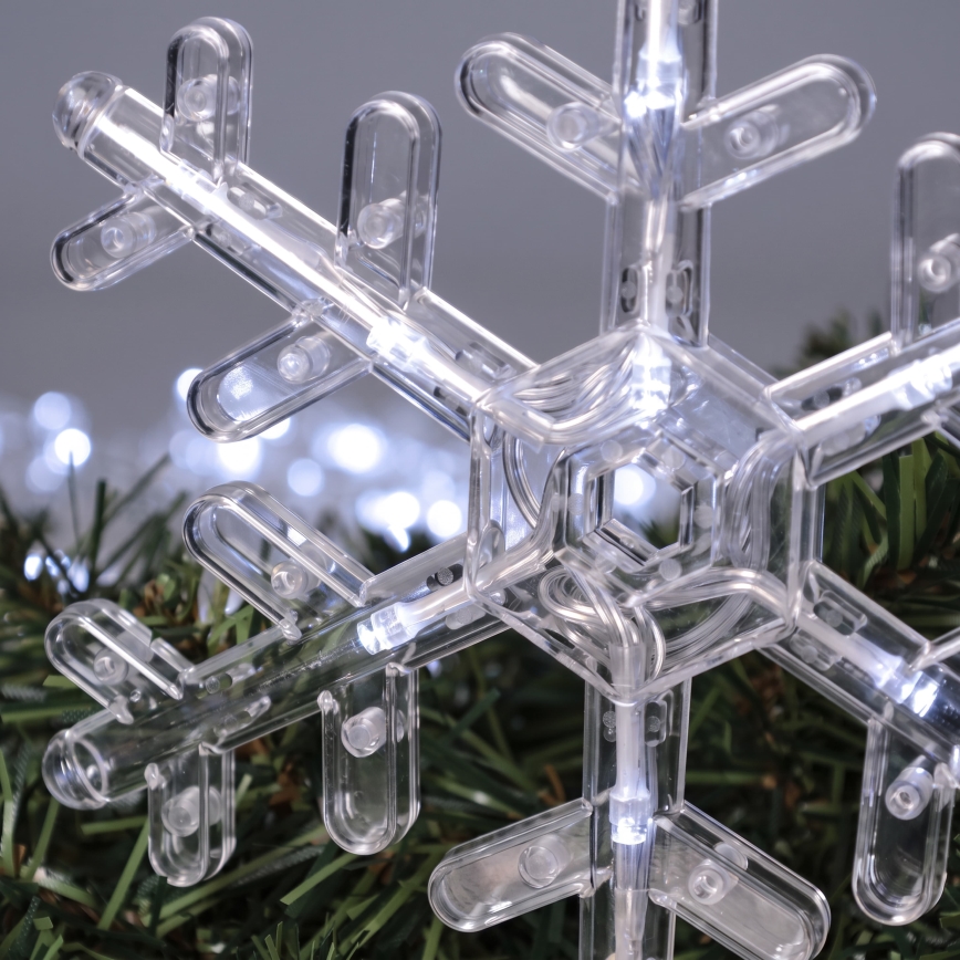 BRILAGI - LED Weihnachtsvorhang 77xLED/3xAA/USB 3,8m Schneeflocken kaltweiß